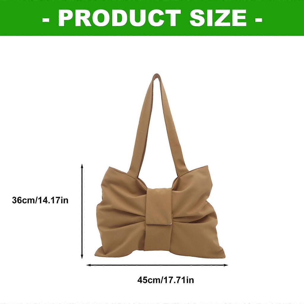 Practical Everyday Oversized Bows Accent Nylon Shoulder Bag Large Capacity Wear Resistant Lightweight for Comfort White