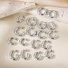 1 Pair Stylish Exquisite Circular Geometric 304 Stainless Steel C Shaped Hoop Earrings For Women Men Jewelry Gift
