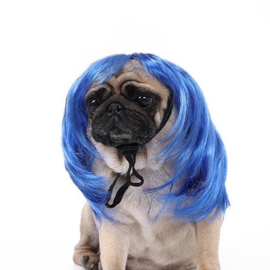 Peluca divertida para mascotas, suave, brillante, antideslizante, con banda elástica, pelo liso, para gato, fiesta de Halloween, Navidad, tocado de cosplay, accesorio de fotografía, peluca para perro y gato