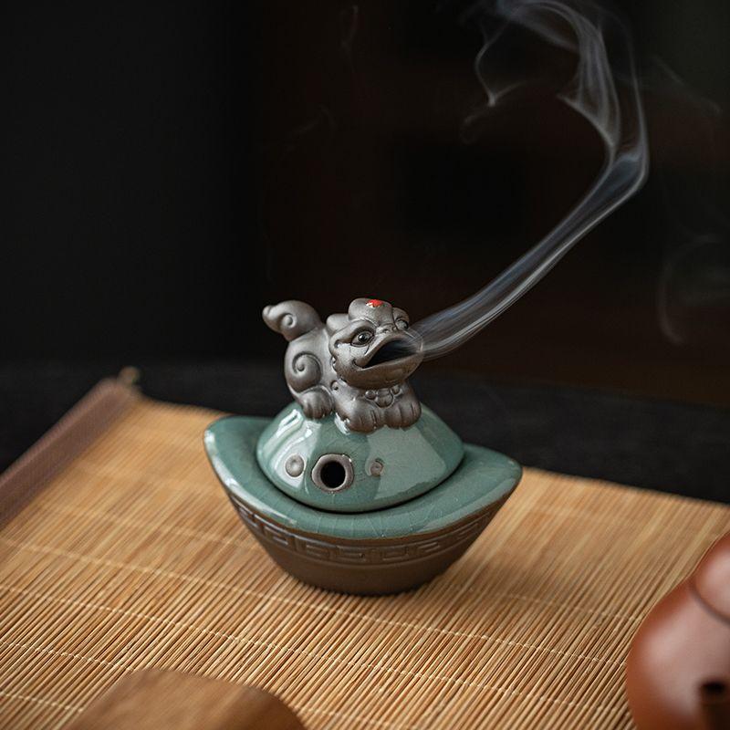 Chinese Pixiu Mini Incense Burner - Feng Shui Wealth Luck Decor for Home Office, Meditation & Zen Altar Use