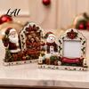 Poplar Wood Photo Frame Christmas 2D Wooden Picture Frame Painted Snowman Santa Xmas Rustic Tabletop Decoration Decor Keepsake Ornament Holiday
