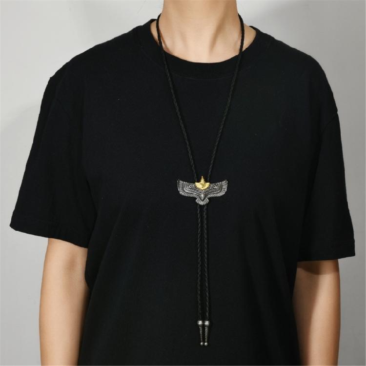 Soft PU Leather Adjustable Necklace Tribal Bird Design Adult Child Accessory Fashion Bolo Tie Necktie for Women and Men