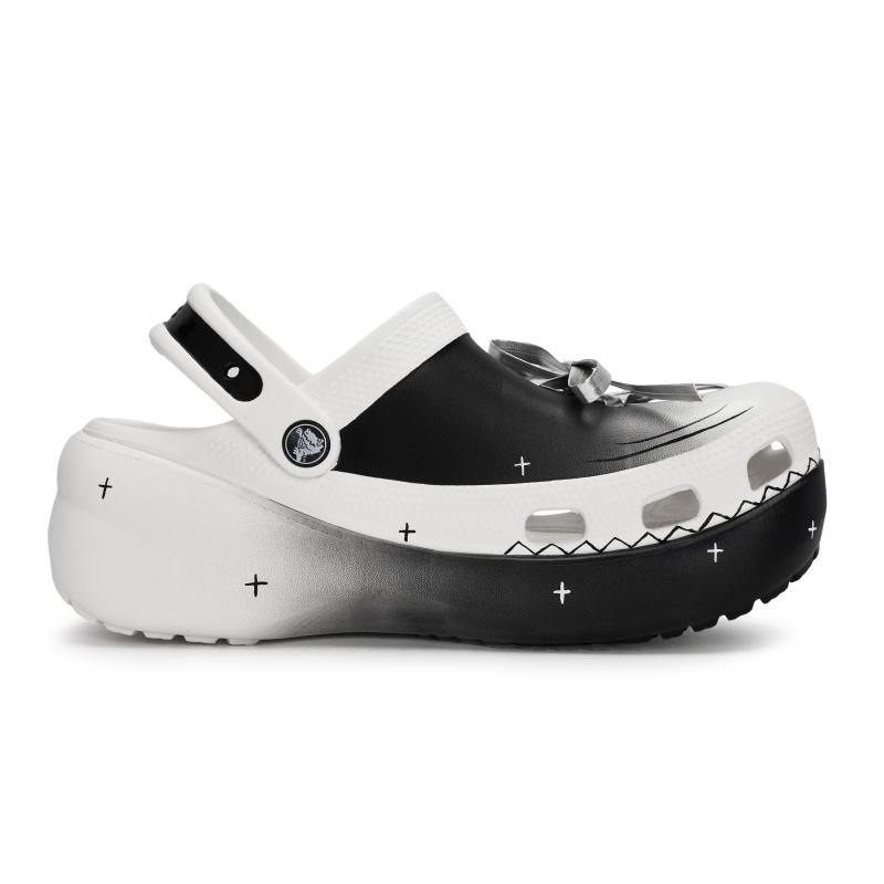 Crocs Classic Platform Clog 811 Hoshino Ginteri gift box graffiti star strap hole shoes women's black and white