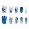 24 Pcs Glossy Press On Nail French Tips False Nail Flowers Full Cover Stick On Nail Short Ballerinas Acrylic Nail