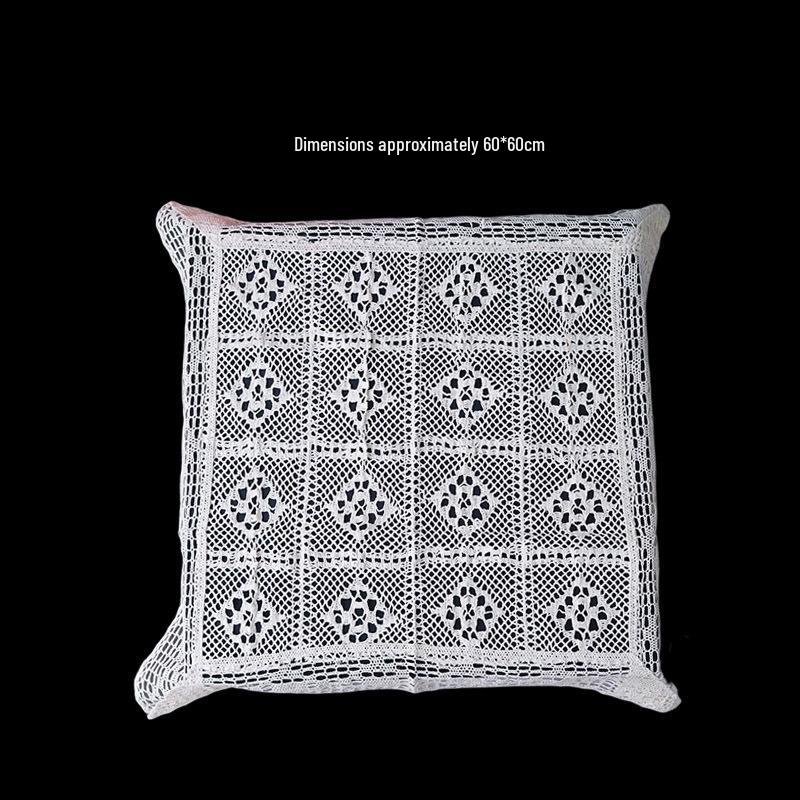 Beige Hand-Crocheted Cotton Fabric Insulation Coaster & Placemat with Large Hollow Lace Design