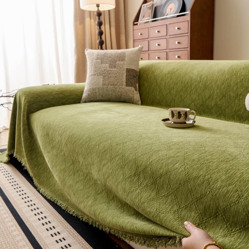 

Big size Couch Cover Luxurious Chenille Sofa Covers with Elegant Fringe Texture Heavyweight Cozy Blanket Couch Bed Decor s005 180x380cm