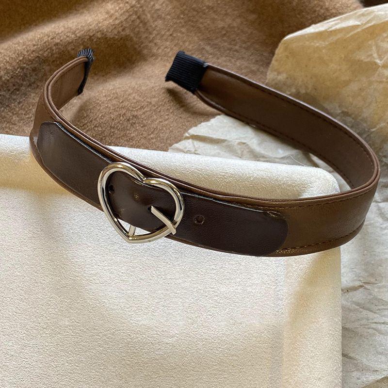 1pc The Colors of Autumn! Coffee Colored Belt Buckle, Heart-shaped Headband, Women's New Headband, Maillard Headband
