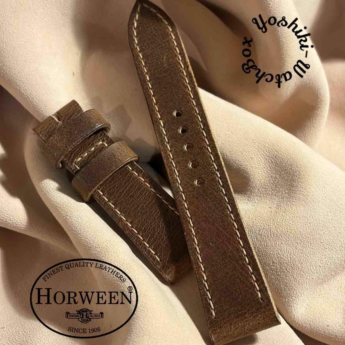 Used hor-257 HORWEEN Derby / Brown Watch Strap (Lug 20mm - Buckle Width 18mm)