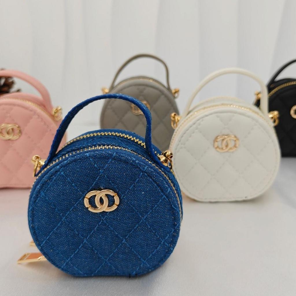 New Product Gold Ball Chain Small Round Cake Cute Mini Small Waste Bag One Shoulder Crossbody Lipstick Bag Small Fragrance Pendant Fashion