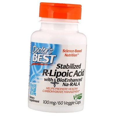Stabilized R-Lipoic Acid with BioEnhanced Na-RALA, Stabilized R-Lipoic Acid 100, 60vegcaps (70327007)