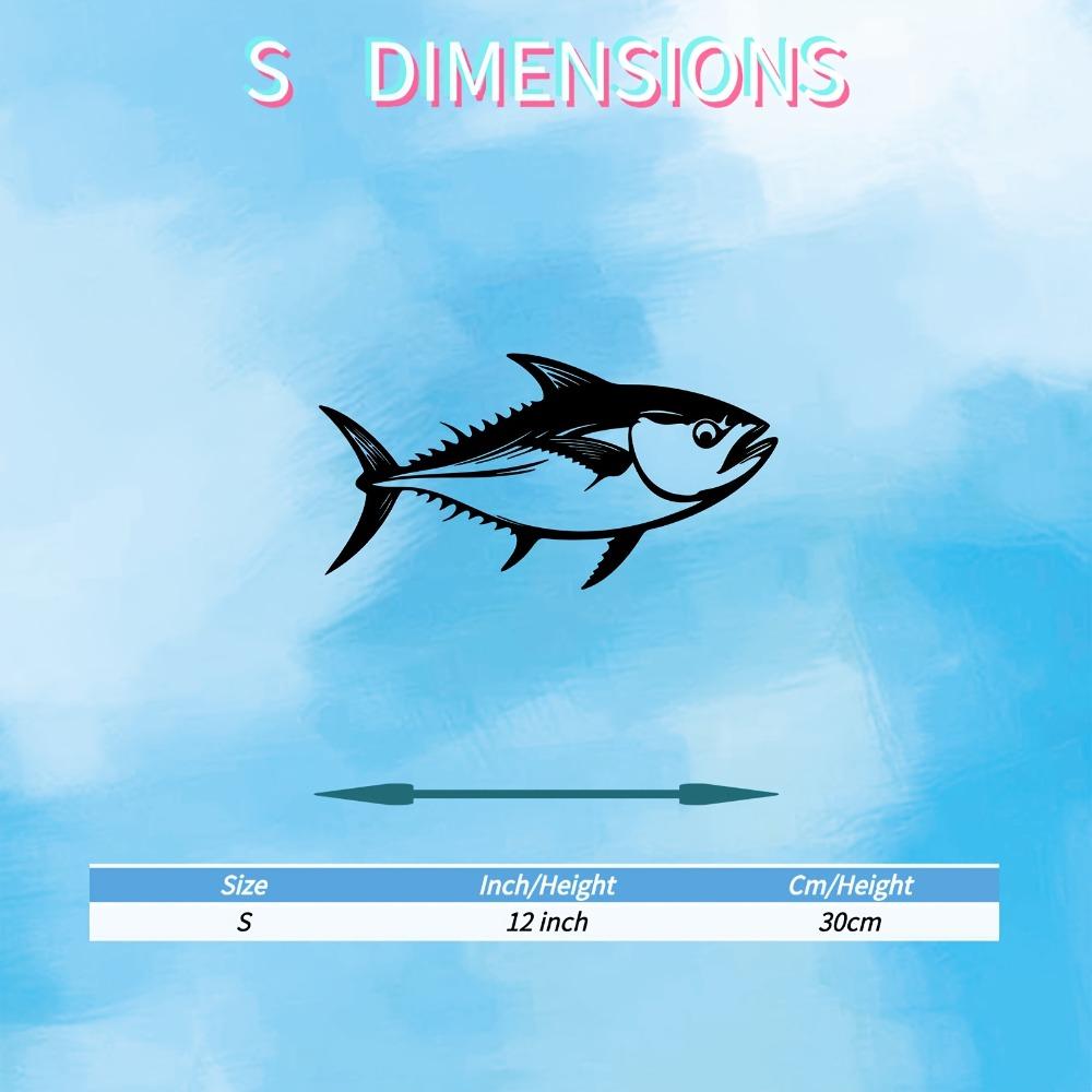

1pc Tuna Fish Metal Wall Art Dynamic Statue Mural Outdoor Garden Patio Decor Weather Resistant Gift for Fishing Season Enthusiasts S/30cm/12inch