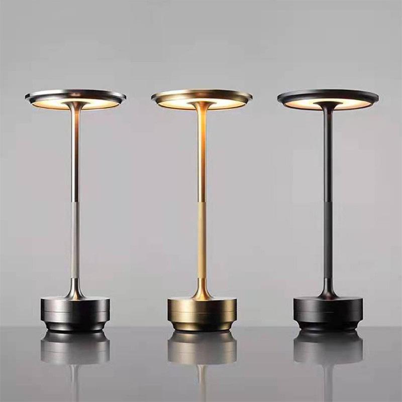 Minimalist I-Shaped Metal Table Lamp with LED Rechargeable Touch Control