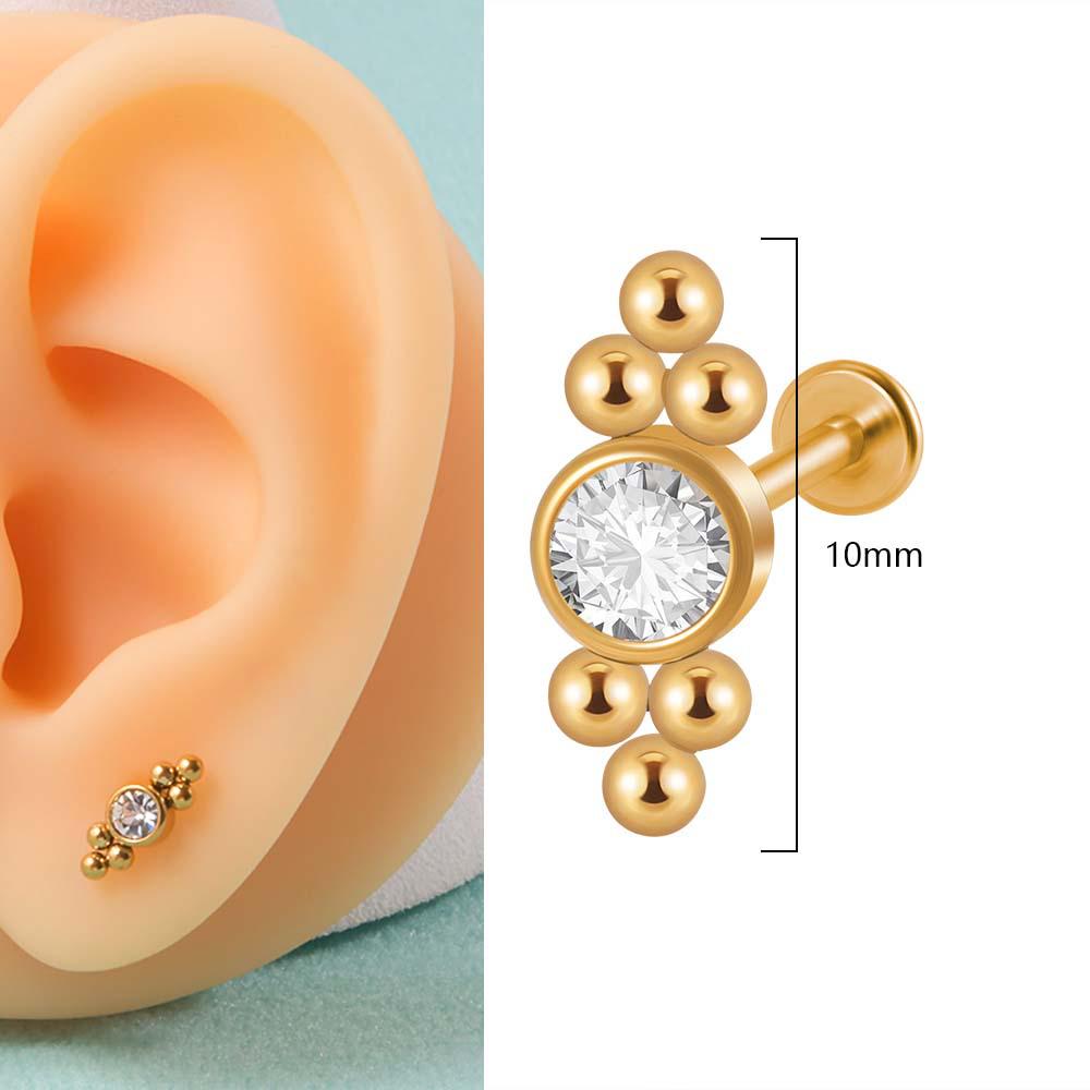 G23 Titan & Stahl 16G CZ Edelstein Dreieck Lippenring Kristall Cluster Ohrring