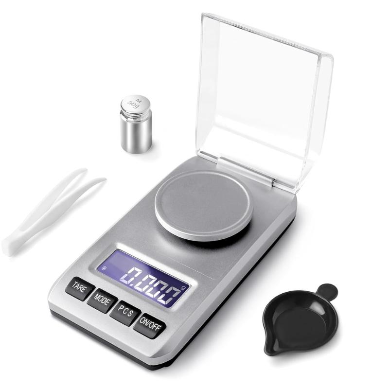 

Portable 0.001g/50g Electronic Pocket Scale with Weighing Pan Laboratory 0.001g Accuracy Scale Weighing Accessories 1