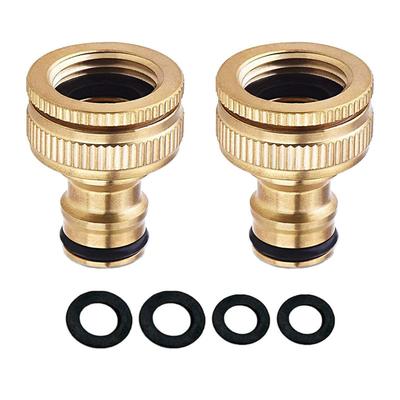2Pcs Brass Faucet Adapter 2 In 1 Garden Hose Tap Connector 3/4 & 1/2 In Threaded Faucet Hose Coupling Adapter Faucet Connector