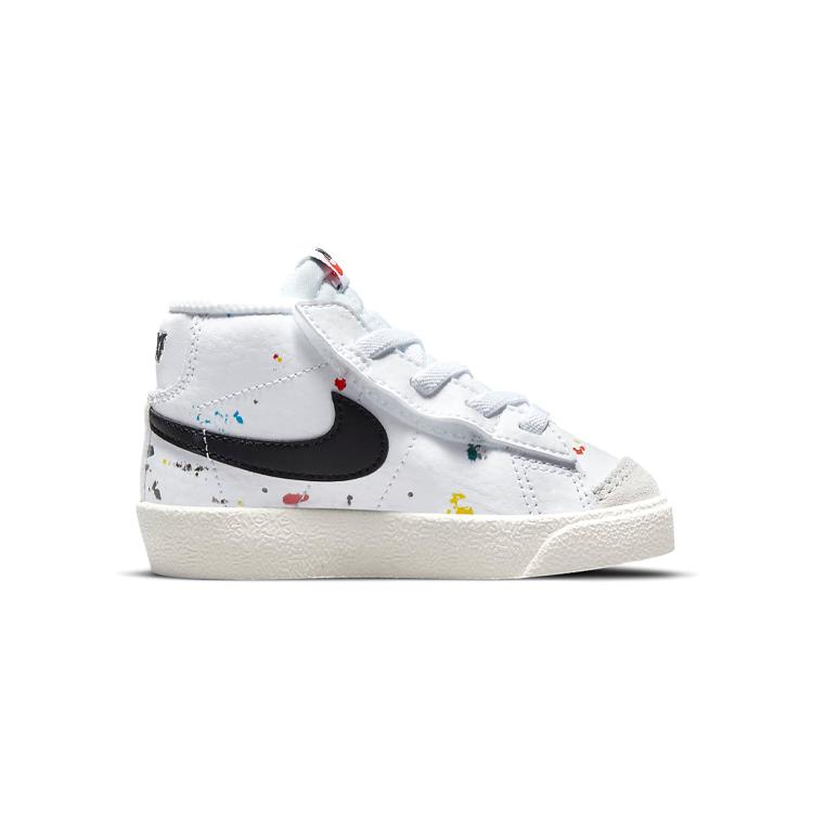 New Nike Blazer 77 BB Slip-Resistant Cushioning Wear-Resistant Mid-Top Skateboard Shoes White Black Infant And Toddler DJ2620-100