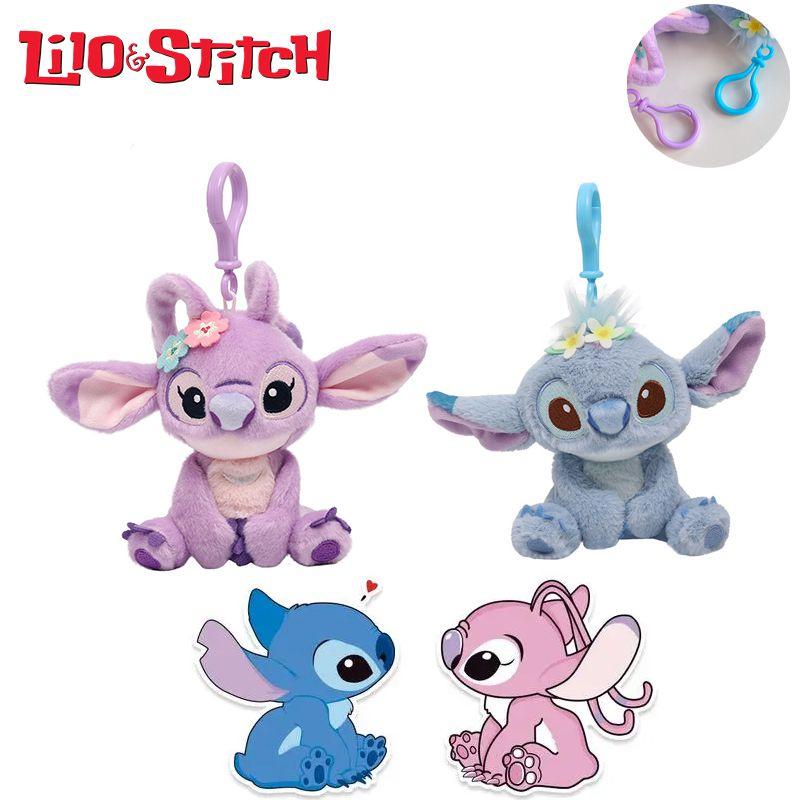 Kuscheliger Disney Lilo Stitch 3,9 Zoll Angel Plüsch-Schlüsselanhänger Weiche Stoffpuppe Kinder Weihnachtsgeschenk
