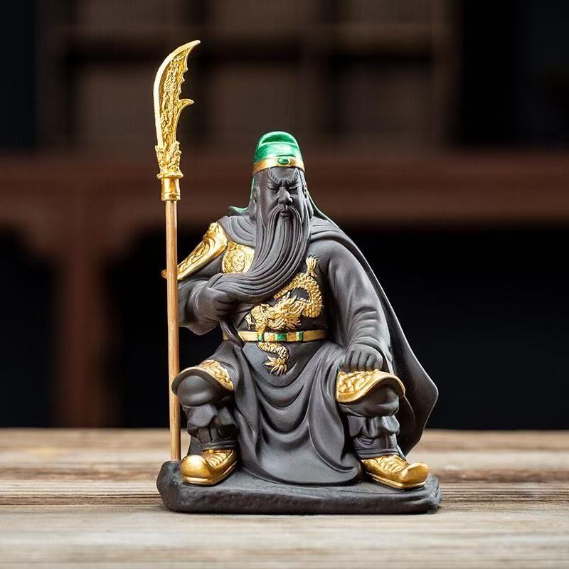 Ceramics God of WealthGuan Gong sculptures and figurines Chinese historical figures Home Room Office Wealth Luck Feng Shui Decor