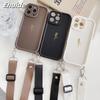 Rožinis dirželis dėklas Samsung Galaxy S26 S25 Ultra S24 FE S21 S22 S23 Plus A56 Madingas kryžminis dirželis-virvelė Kelioninis minkštas dėklas