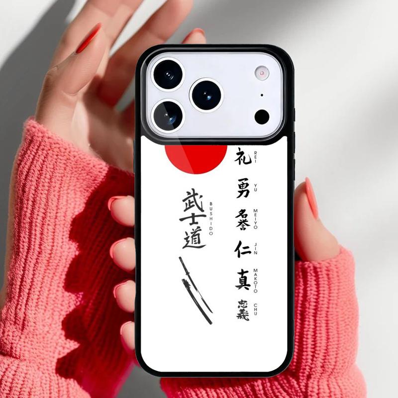 Bushido and Japanese Sun Phone Case for iPhone 17 16 15 14 13 Pro Max Back Cover for 12 11 Pro Coque
