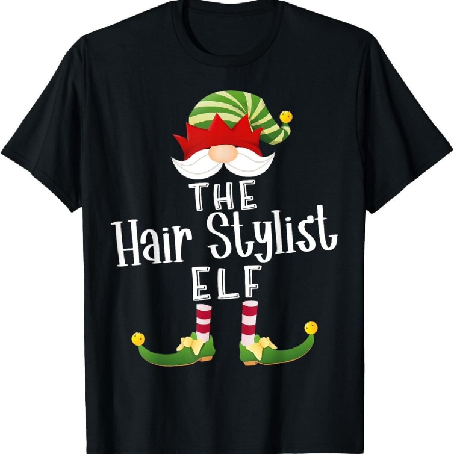 

Hair Stylist Elf Group Christmas Funny Pajama Party T-Shirt XXXXXL чорний