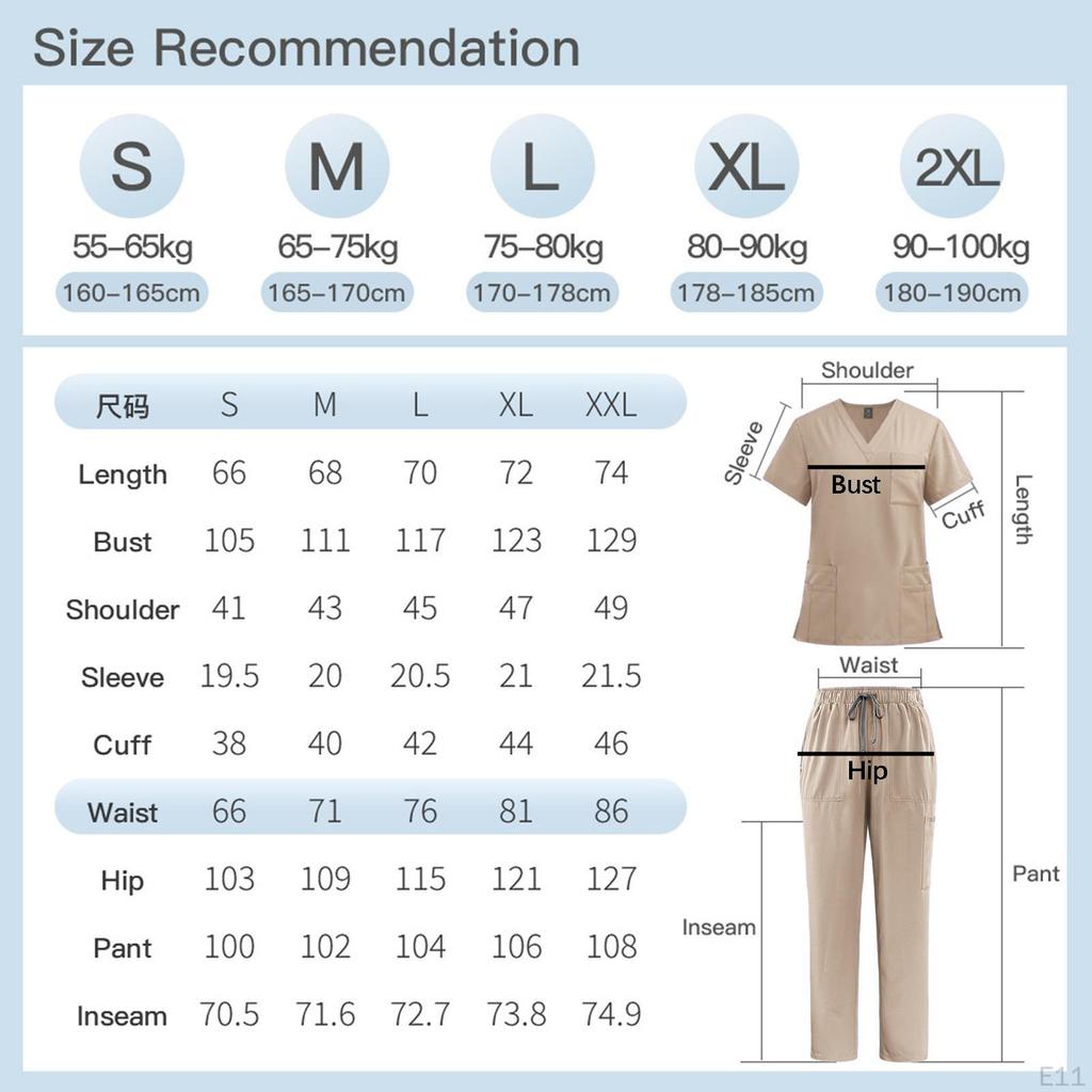 Nursing Uniforms Scrub Set Short Sleeve Work Clothes for Women