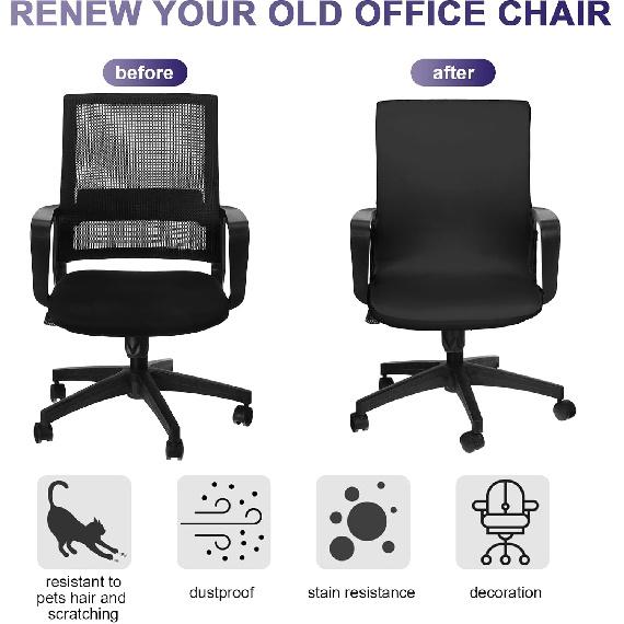 Tallew Office Chair Cover Stretchable Computer Universal Chair Seat Covers Removable Desk Chairs Slipcovers Washable Office Cushion Backrest for