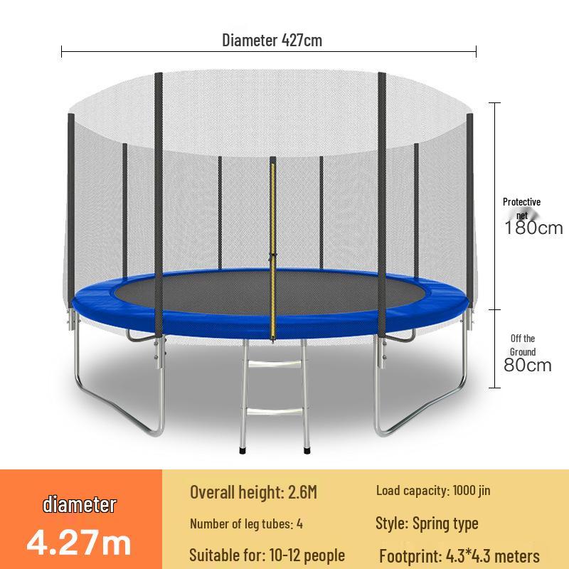 Indoor/Outdoor Kids Fitness Trampoline - Large Round Bouncing Bed for Home and Commercial Use
