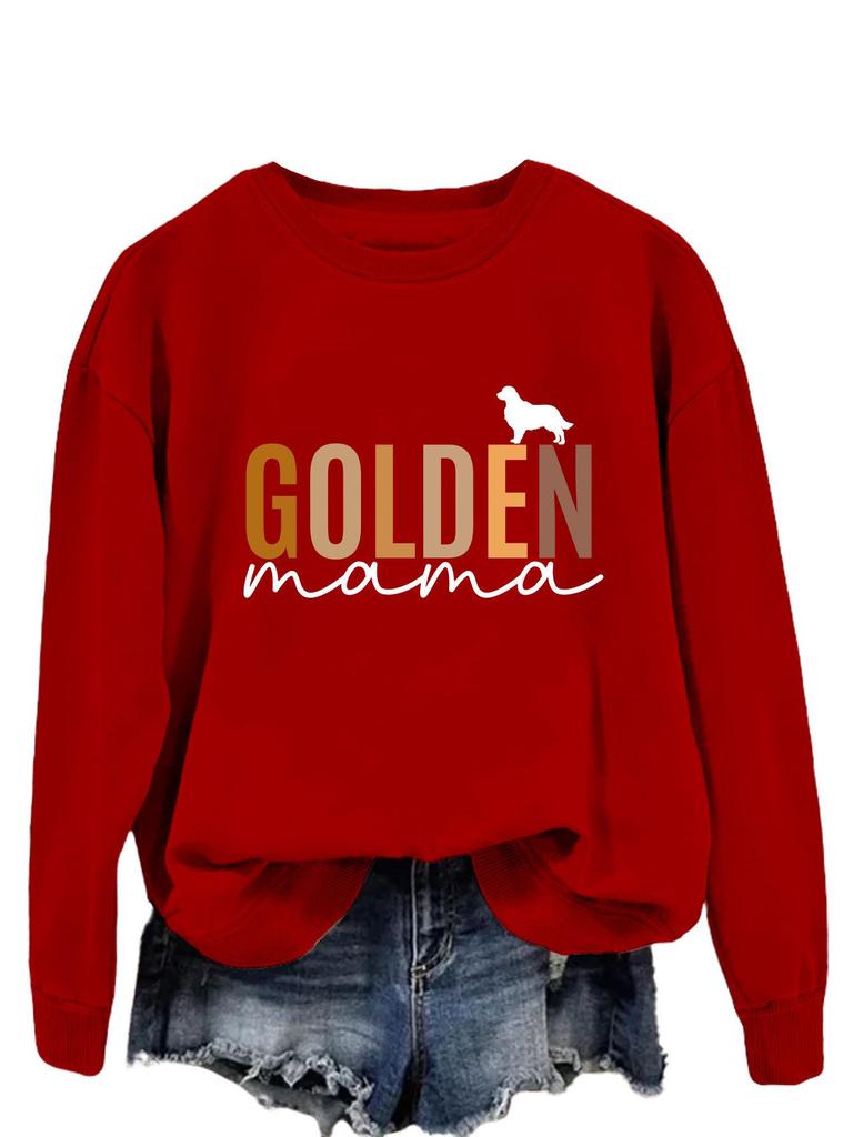 GOLDEN Mama European & American Women's Long-Sleeve T-shirt Pullover Sweatshirt for Spring & Autumn
