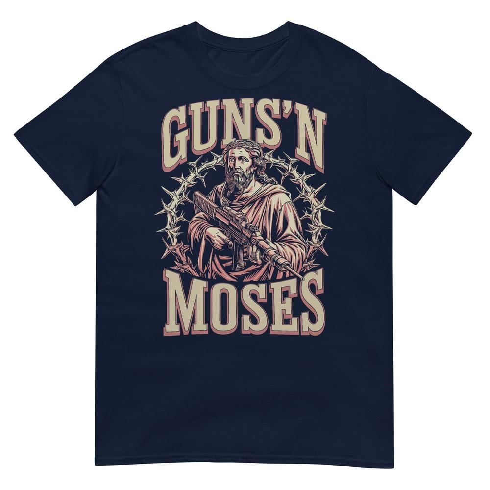 Guns N Moses Religious Christian Bible Moses Gun Lover TShirt S
