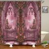 3D Waterproof Fabric Shower Curtains European Style Arched Flower Printed Bath Curtain Large 240X180 With Hooks Bathroom Screen