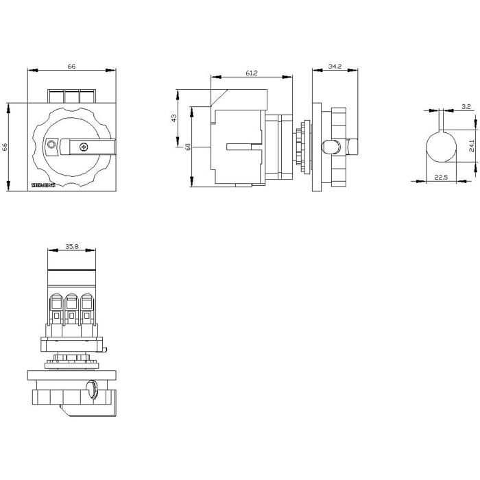 Sectionneur à coupure en charge rouge, jaune 3 pôles 16 mm² 16 A 690 V/AC Siemens 3LD30540TK53