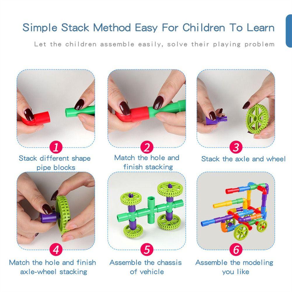 Construction Assembling Pipeline Tunnel DIY Brick Pipe Puzzle Blocks  Children Gift