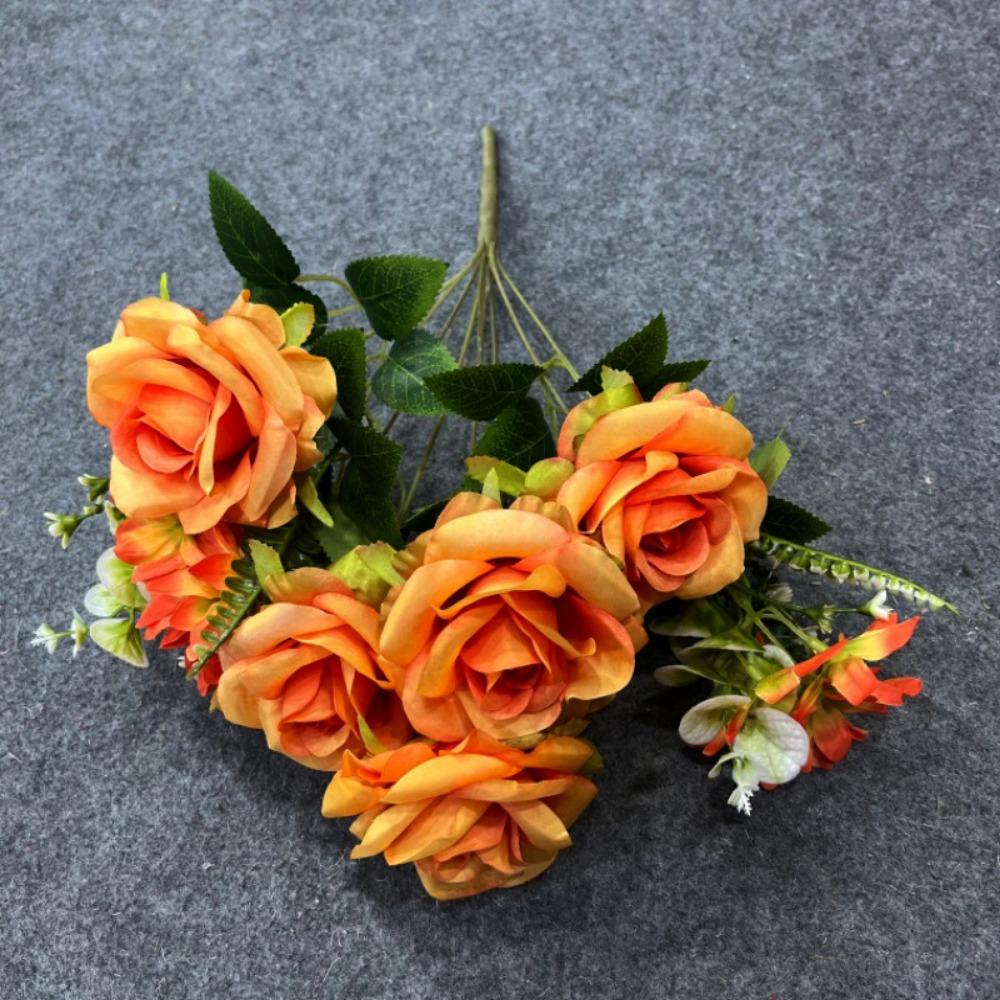 9 Heads Real Happy Rose Flower Mini Photography Photo Gift Valentine's Day Flowers 9 Colors Crystal Grass Bouquet