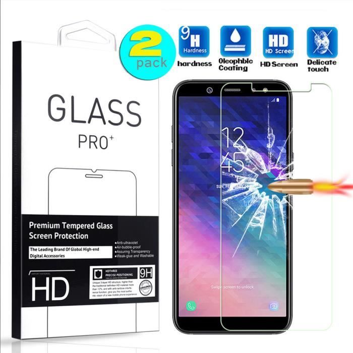 Film de protection d'écran - verre trempé - samsung galaxy a6 2018 - ultra slim - anti-rayures - 2 pack