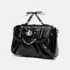Elegant Pink Bow Rhinestone Underarm Bag Sweet Lolita Pleated Shoulder Bag Portable Bow Handle Handbag Cute Ita Purse