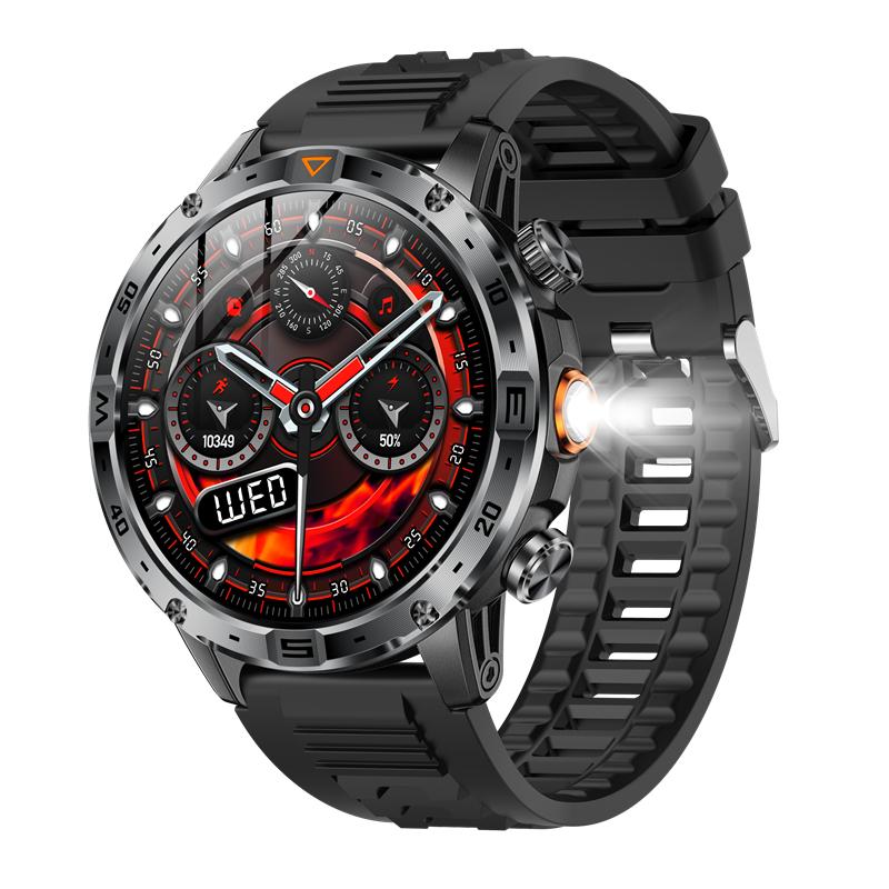 AK91 Men Smart Watch Compass Flashlight Outdoors Multi-Sports Fitness Tracker BT Calling 1000Mah Large Battery Smartwatch