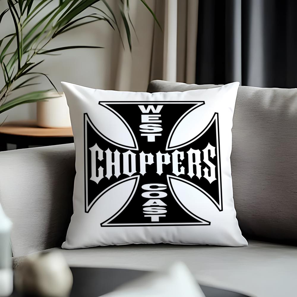 Fashion WWwest Coast Choppersing Cushion Cover Antidustmite Pillowcase Invisible Zipper Silky Short Plush Sofa Cushion Cover