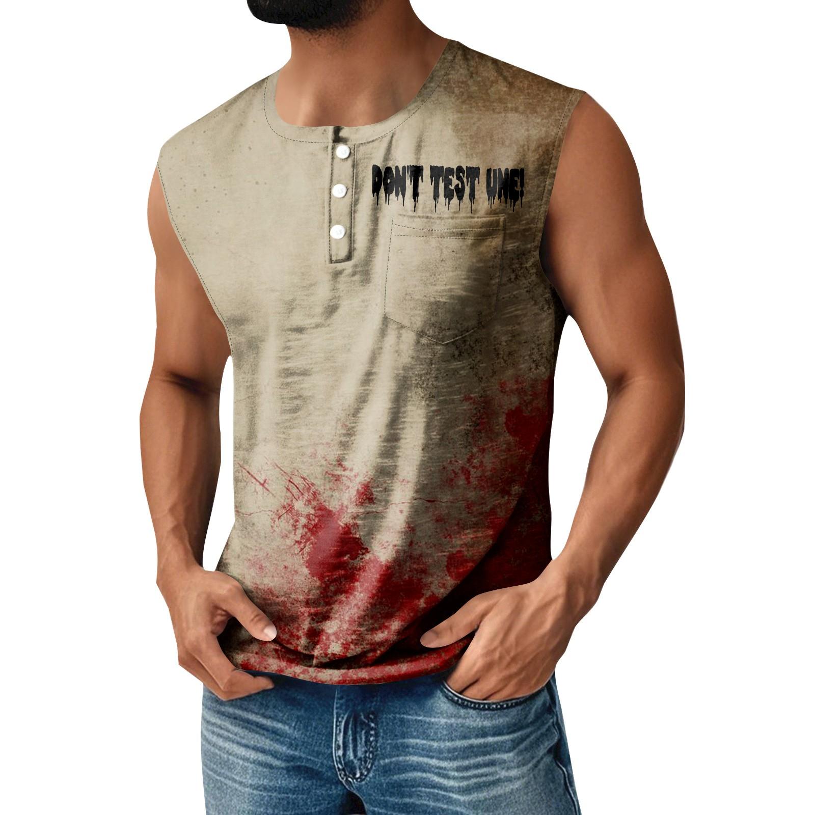 

Мужской спортивный жилет без рукавов с принтом на Хэллоуин, на пуговицах, с карманом S