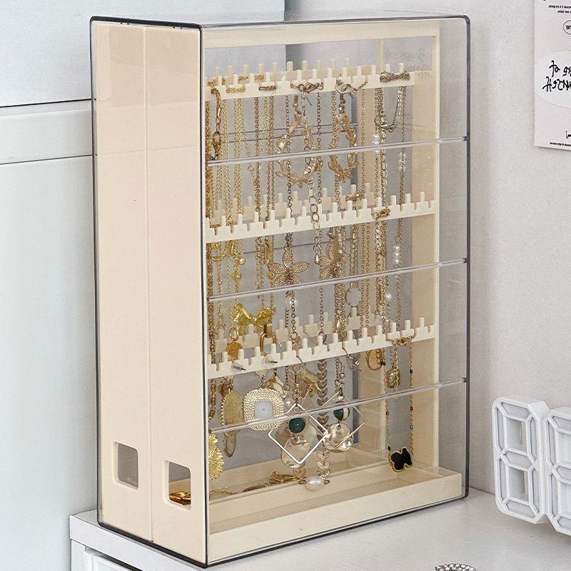 Portable Jewelry Storage Box Earring Display Stand Plastic Organizing Boxes Necklace Ring Organizer Women Jewellery Holder Gift