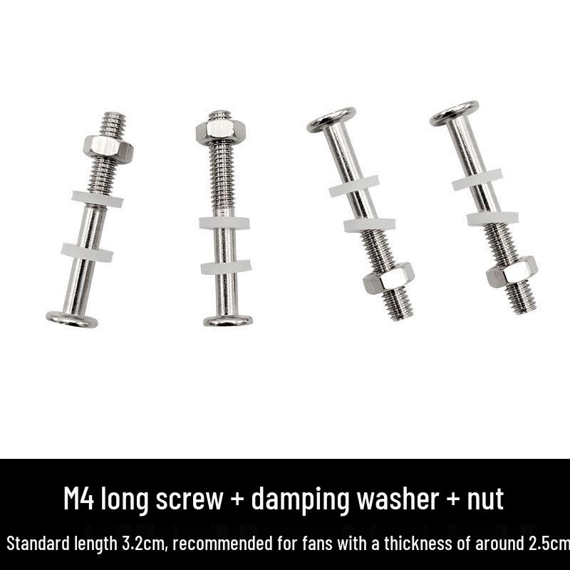 Custom PC Case Fan Hand-Tightened M4 Screw with Nut - Shock-Absorbing Long Fixing Screw