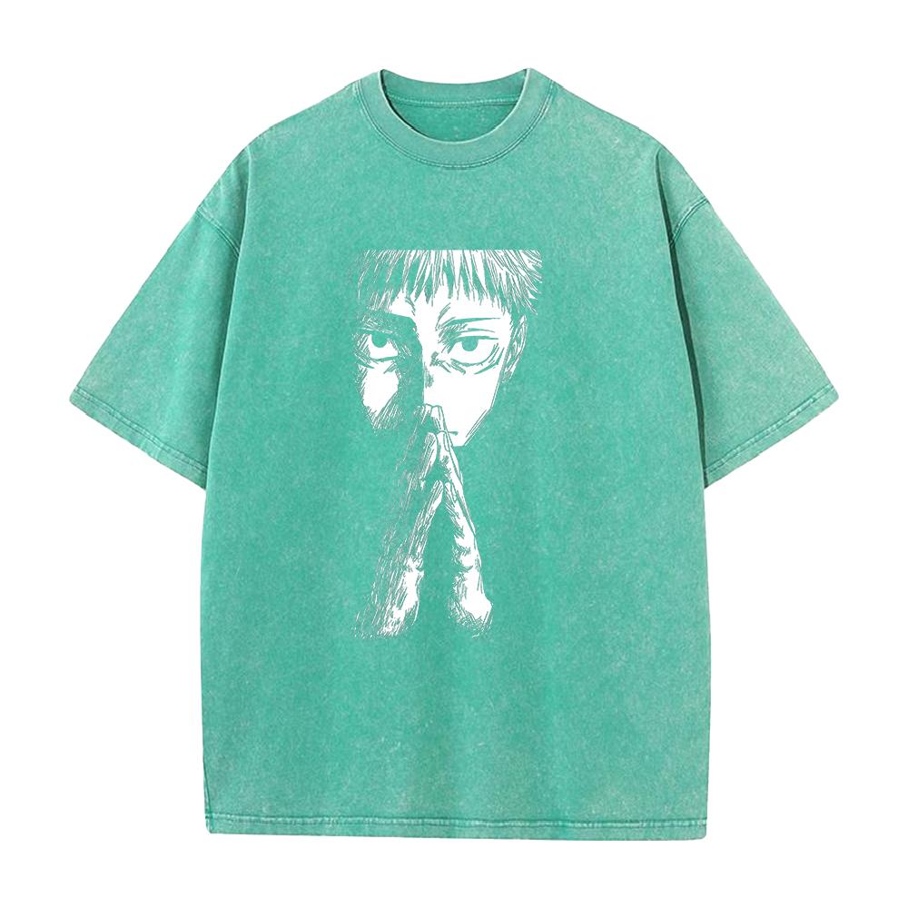 Itadori Yuji Jujutsu Kaisen Clothing Men Short Sleeve Manga T-shirts Vintage Washed T Shirt Casual Cotton Tee Harajuku Tshirt