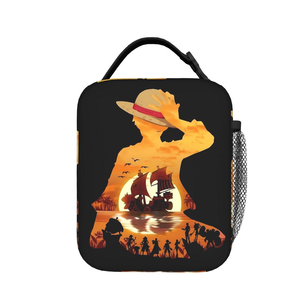 Colorful Chibi Straw Hat One Piece Lunch Bag  Lunch Box For Men  Fashion Designer Thermal Lunch Bags Portable Zipper Cooler Bag