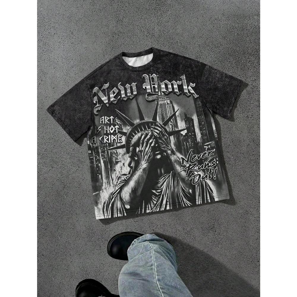 The 2026 Summer New Men s T-shirt Features a Casual Fashionable Comfortable Soft and Breathable 3D Pattern Print M