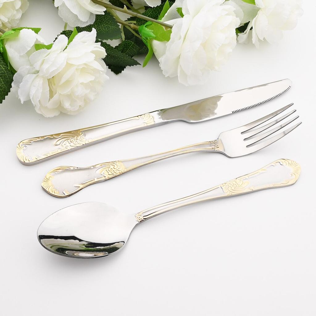 16Pcs 304 Stainless Steel Dinner Tableware Coffee Spoon Knife Fork Dinnerware Flatware Set Gold Cutlery Set Kitchen Silverware