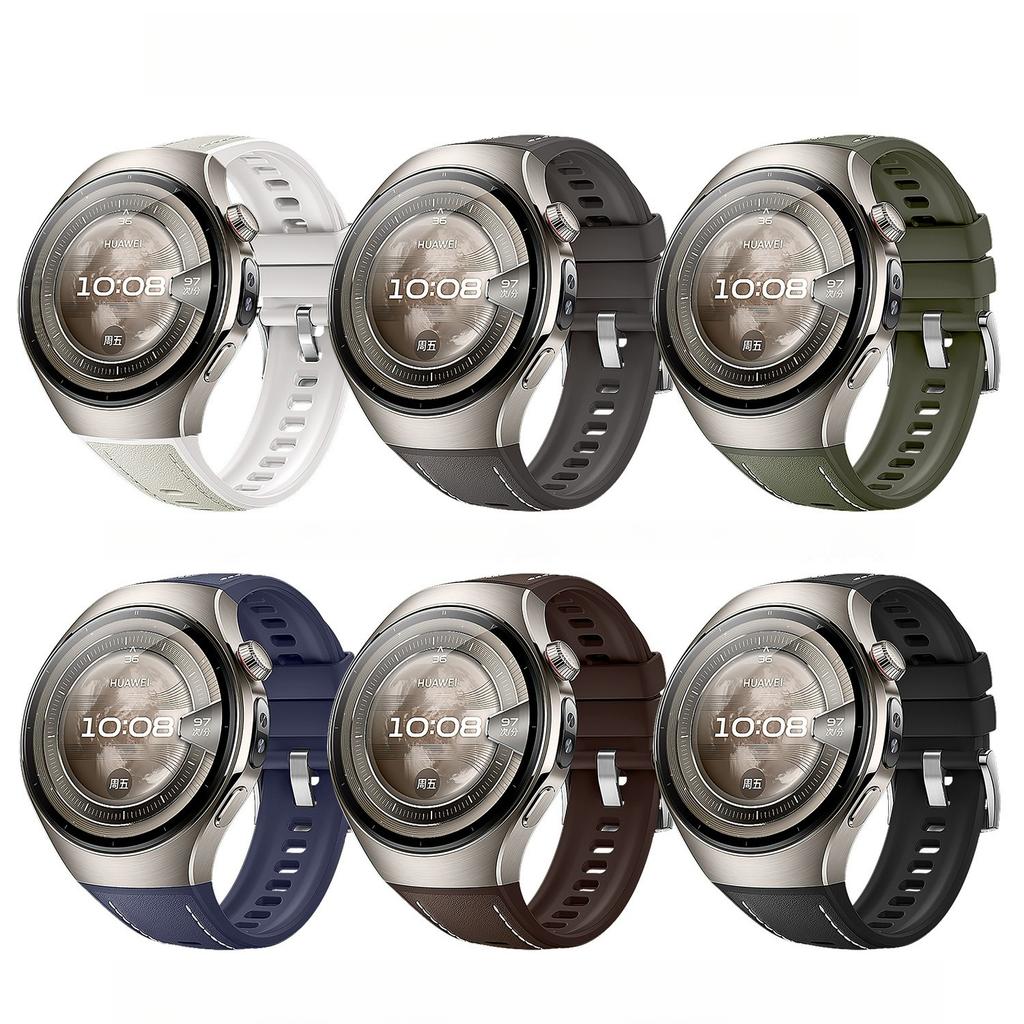 Leather Silicone Strap for Huawei Watch 5 46mm 42mm Band Soft Rubber Wristband for Huawei Watch 5 46mm 42mm Smart Watch Bracelet