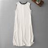 Crew neck sleeveless cotton vest dress women's 2025 summer new loose and thin solid color temperament medium and long skirt