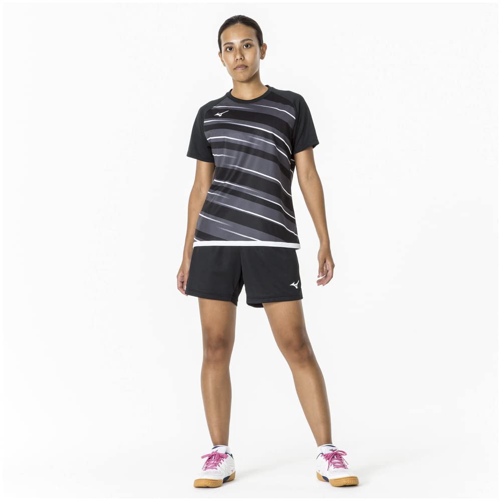 Table Tennis Game Short JTTA Size L Shirt, Sleeve, U-Neck, Moisture-Wicking, Quick-Drying, Certified, 82JAA214, Black,