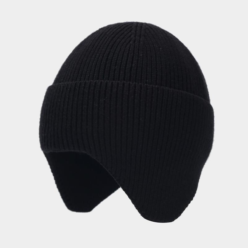 

Winter Knit Cap For Adults Casual Ear Covering With Sunblock And Insulation Black