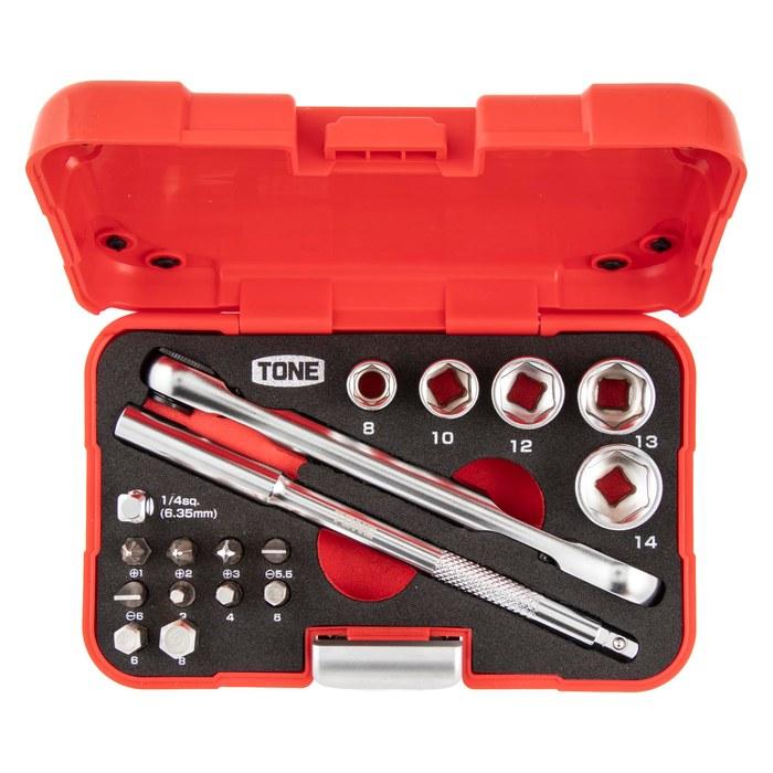 [Tone] Socket Wrench Bit Set MIX21620P (Red, 18-Piece)